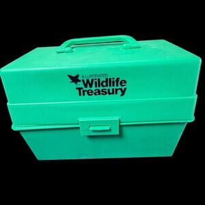 Vtg Illustrated Wildlife Treasury 550+ Animal & 70+ Info Cards Green Case READ